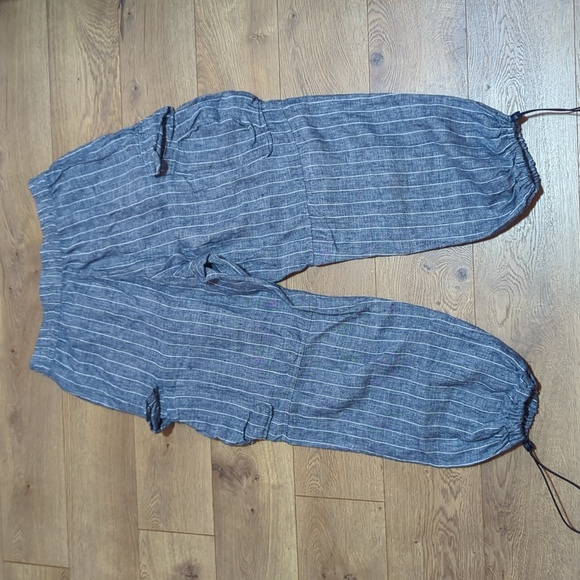 Lanthropy Linen Stripe Parachutte Lantern Drawstring Cuffs Cargo Pants sz M - Picture 6 of 9